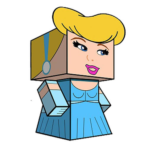Çocuklar İçin  Cinderella Kağıt Kübik Oyuncaklar Şablonu  