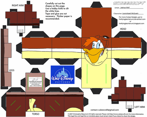 Çocuklar İçin  Ducktales Kağıt Kübik Oyuncaklar Şablonu  