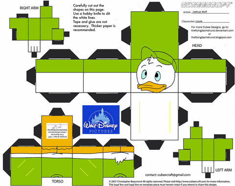 Çocuklar İçin  Ducktales Kağıt Kübik Oyuncaklar Şablonu  