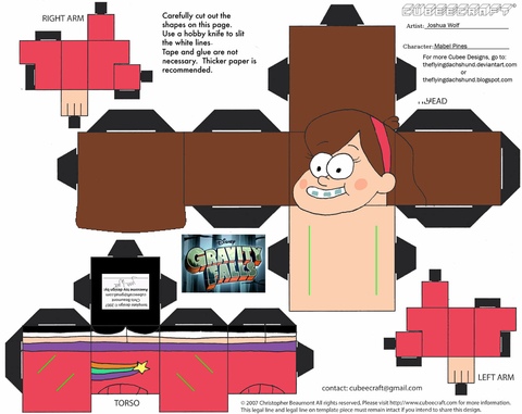 Çocuklar İçin  Gravity Falls Kağıt Kübik Oyuncaklar Şablonu  