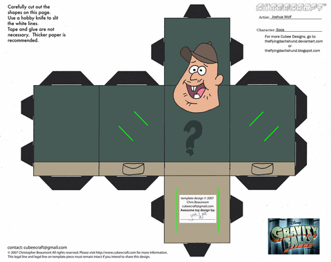 Çocuklar İçin  Gravity Falls Kağıt Kübik Oyuncaklar Şablonu  