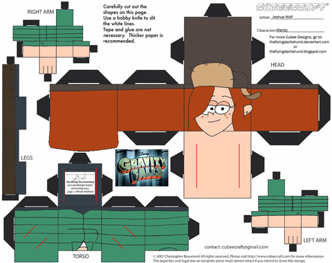 Çocuklar İçin  Gravity Falls Kağıt Kübik Oyuncaklar Şablonu  