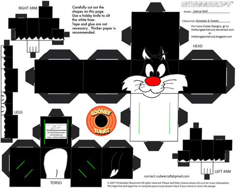 Çocuklar İçin  Looney Tunes Kağıt Kübik Oyuncaklar Şablonu  