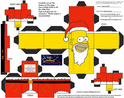 Çocuklar İçin  Simpsons Kağıt Kübik Oyuncaklar Şablonu  