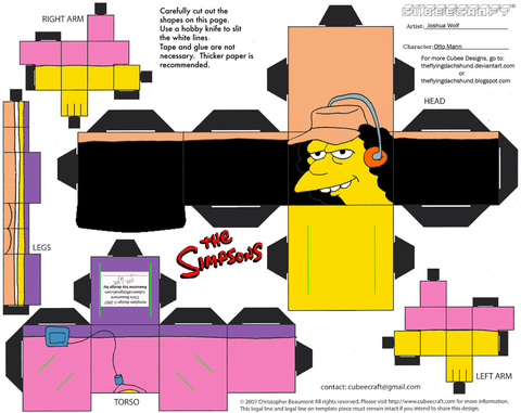 Çocuklar İçin  Simpsons Kağıt Kübik Oyuncaklar Şablonu  