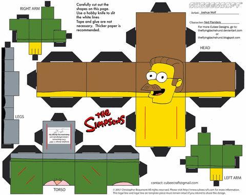 Çocuklar İçin  Simpsons Kağıt Kübik Oyuncaklar Şablonu  