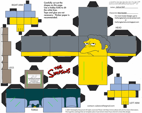 Çocuklar İçin  Simpsons Kağıt Kübik Oyuncaklar Şablonu  