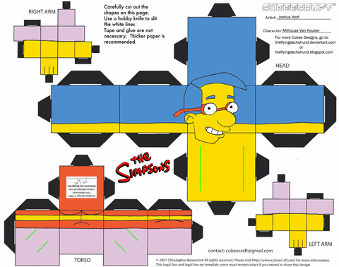 Çocuklar İçin  Simpsons Kağıt Kübik Oyuncaklar Şablonu  