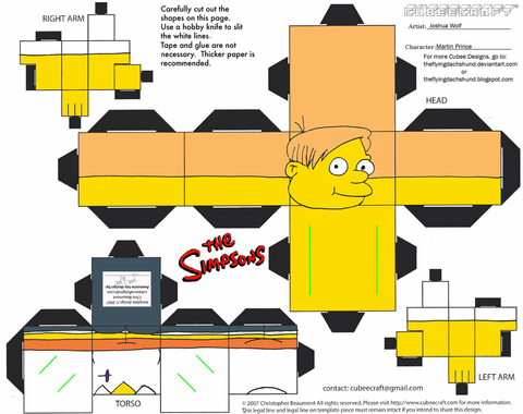 Çocuklar İçin  Simpsons Kağıt Kübik Oyuncaklar Şablonu  