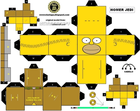 Çocuklar İçin  Simpsons Kağıt Kübik Oyuncaklar Şablonu  