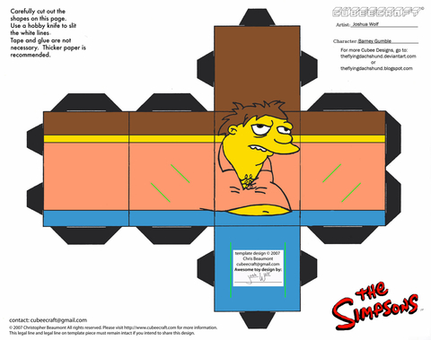 Çocuklar İçin  Simpsons Kağıt Kübik Oyuncaklar Şablonu  