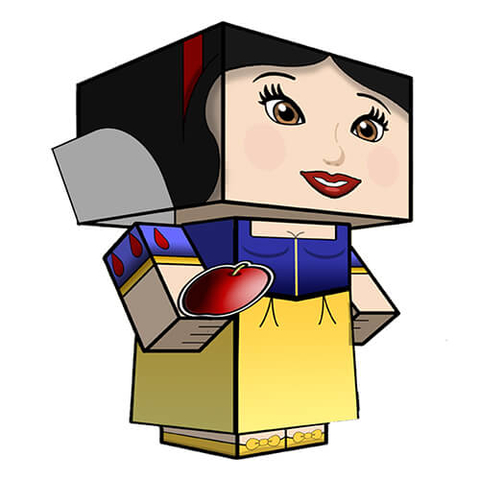 Çocuklar İçin  Snow White Kağıt Kübik Oyuncaklar Şablonu  