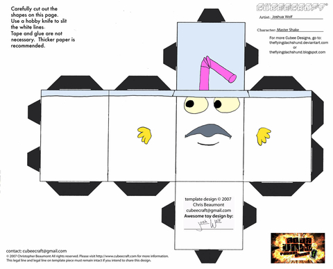 Çocuklar İçin  Aqua Teen Hunger Force Kağıt Kübik Oyuncaklar Şablonu  