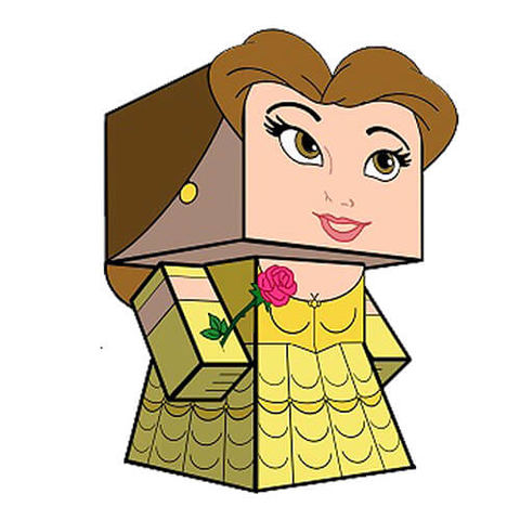 Çocuklar İçin  Beauty and the Beast Kağıt Kübik Oyuncaklar Şablonu  