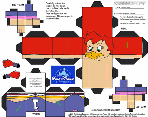 Çocuklar İçin  Darkwing Duck Kağıt Kübik Oyuncaklar Şablonu  