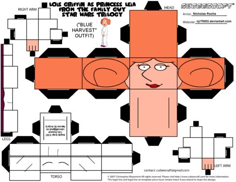 Çocuklar İçin  Family Guy Kağıt Kübik Oyuncaklar Şablonu  