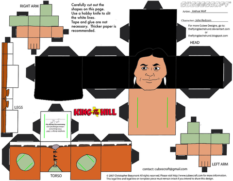 Çocuklar İçin  King of the Hill Kağıt Kübik Oyuncaklar Şablonu  