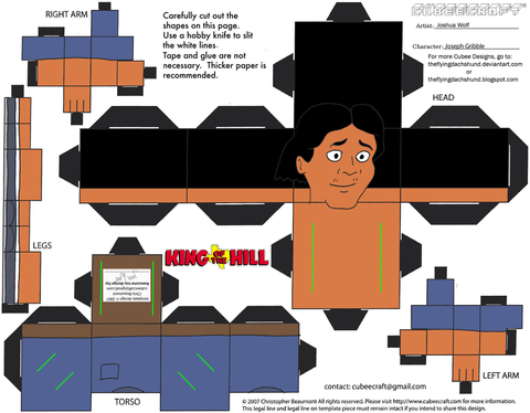 Çocuklar İçin  King of the Hill Kağıt Kübik Oyuncaklar Şablonu  