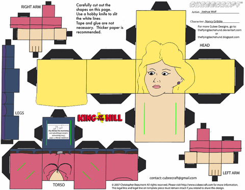 Çocuklar İçin  King of the Hill Kağıt Kübik Oyuncaklar Şablonu  