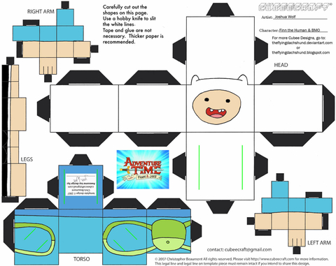 Çocuklar İçin  Macera Zamanı Kağıt Kübik Oyuncaklar Şablonu  