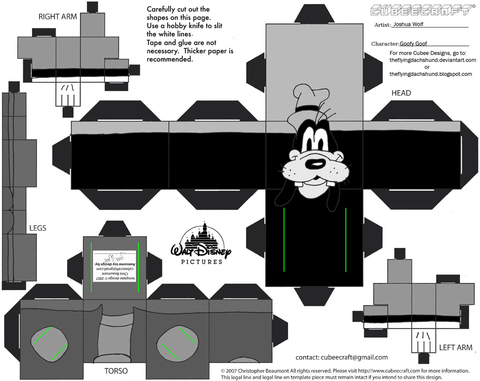 Çocuklar İçin  Mickey Mouse Kağıt Kübik Oyuncaklar Şablonu  