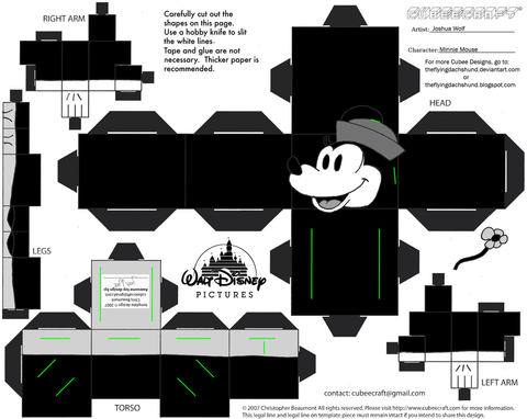 Çocuklar İçin  Mickey Mouse Kağıt Kübik Oyuncaklar Şablonu  