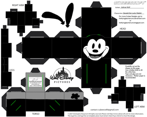 Çocuklar İçin  Mickey Mouse Kağıt Kübik Oyuncaklar Şablonu  