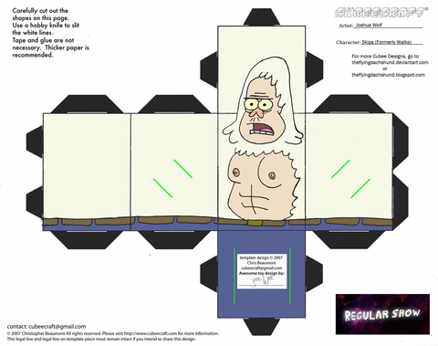 Çocuklar İçin  Regular Show Kağıt Kübik Oyuncaklar Şablonu  