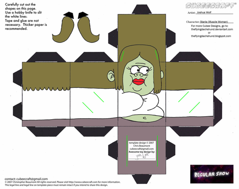 Çocuklar İçin  Regular Show Kağıt Kübik Oyuncaklar Şablonu  