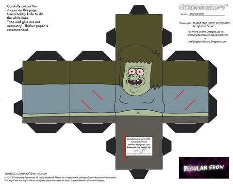 Çocuklar İçin  Regular Show Kağıt Kübik Oyuncaklar Şablonu  