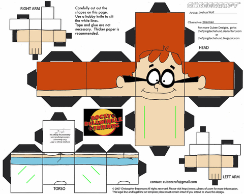 Çocuklar İçin  Rocky and Bullwinkle Kağıt Kübik Oyuncaklar Şablonu  