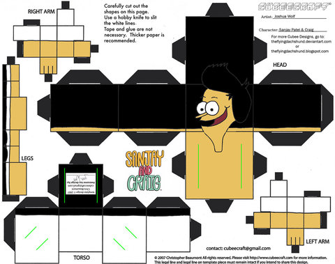 Çocuklar İçin  Sanjay and Craig Kağıt Kübik Oyuncaklar Şablonu  