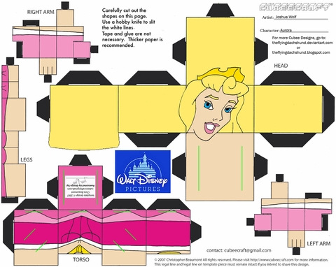 Çocuklar İçin  Sleeping Beauty Kağıt Kübik Oyuncaklar Şablonu  