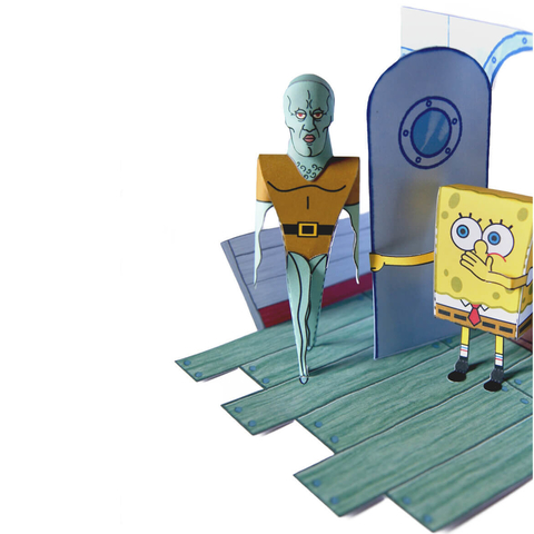 Çocuklar İçin  Spongebob Squarepants Kağıt Kübik Oyuncaklar Şablonu  