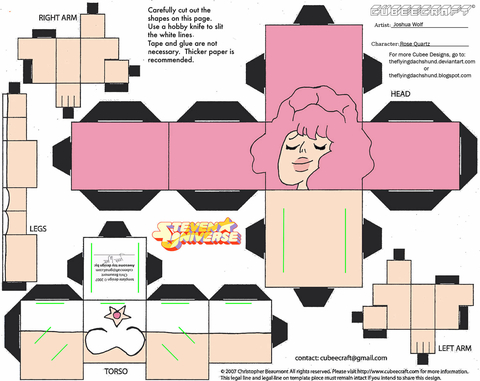 Çocuklar İçin  Steven universe Kağıt Kübik Oyuncaklar Şablonu  