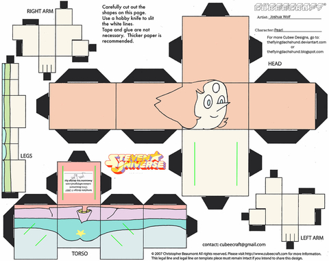 Çocuklar İçin  Steven universe Kağıt Kübik Oyuncaklar Şablonu  