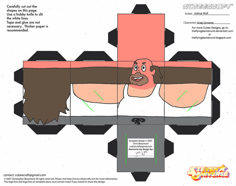 Çocuklar İçin  Steven universe Kağıt Kübik Oyuncaklar Şablonu  