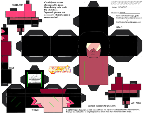 Çocuklar İçin  Steven universe Kağıt Kübik Oyuncaklar Şablonu  