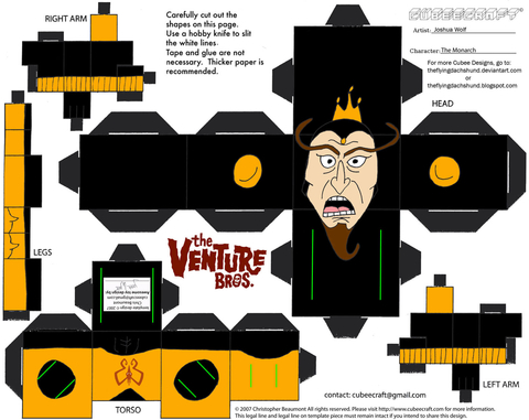 Çocuklar İçin  Venture Bros Toys Kağıt Kübik Oyuncaklar Şablonu  