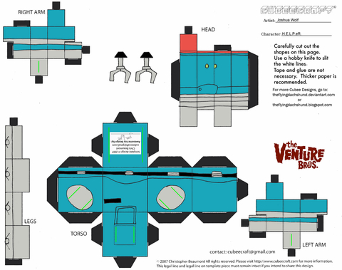 Çocuklar İçin  Venture Bros Toys Kağıt Kübik Oyuncaklar Şablonu  