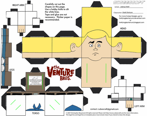 Çocuklar İçin  Venture Bros Toys Kağıt Kübik Oyuncaklar Şablonu  