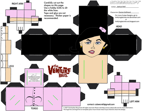 Çocuklar İçin  Venture Bros Toys Kağıt Kübik Oyuncaklar Şablonu  