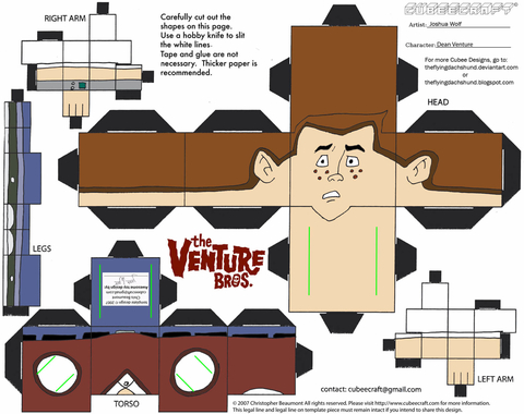 Çocuklar İçin  Venture Bros Toys Kağıt Kübik Oyuncaklar Şablonu  