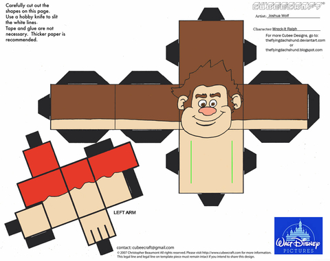 Çocuklar İçin  Wreck it Ralph Kağıt Kübik Oyuncaklar Şablonu  