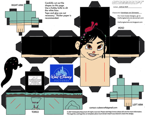 Çocuklar İçin  Wreck it Ralph Kağıt Kübik Oyuncaklar Şablonu  