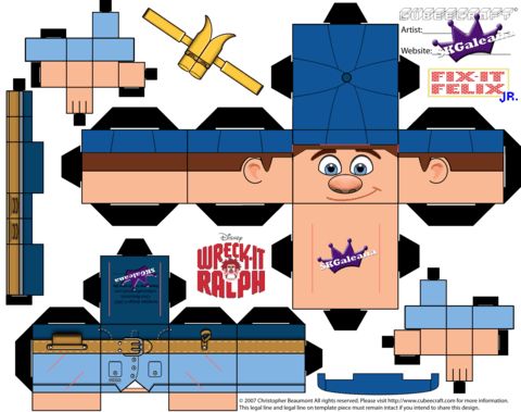 Çocuklar İçin  Wreck it Ralph Kağıt Kübik Oyuncaklar Şablonu  
