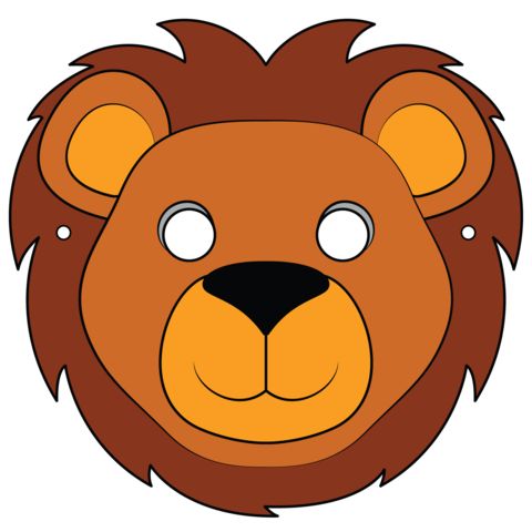 Çocuklar İçin  Aslan Hazır Maske Şablonları 