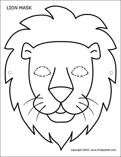 Çocuklar İçin  Aslan Hazır Maske Şablonları 