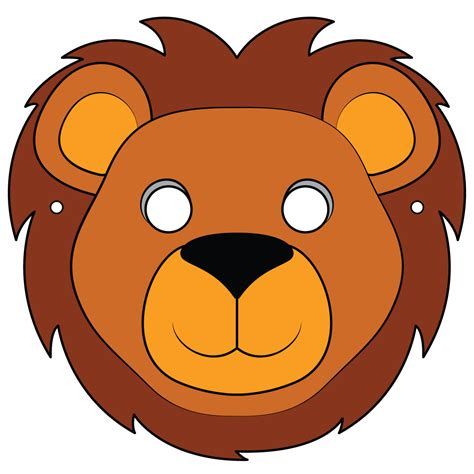 Çocuklar İçin  Aslan Hazır Maske Şablonları 