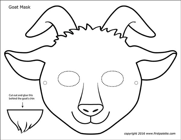 Çocuklar İçin  Keçi Hazır Maske Şablonları 